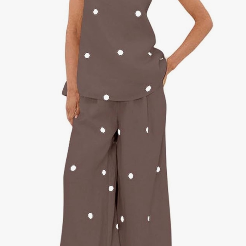 Brown Polka Dot Women's pants and top